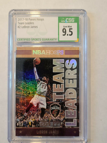 2017-18 NBA Hoops LeBron James TEAM LEADERS Insert #2 CSG 9.5 GEM MINT