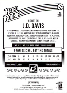 2018 Panini Chronicles Donruss Rated Rookies J.D. Davis RC Houston Astros #278