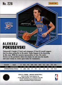 2020-21 Panini Mosaic Aleksej Pokusevski RC Oklahoma City Thunder #226